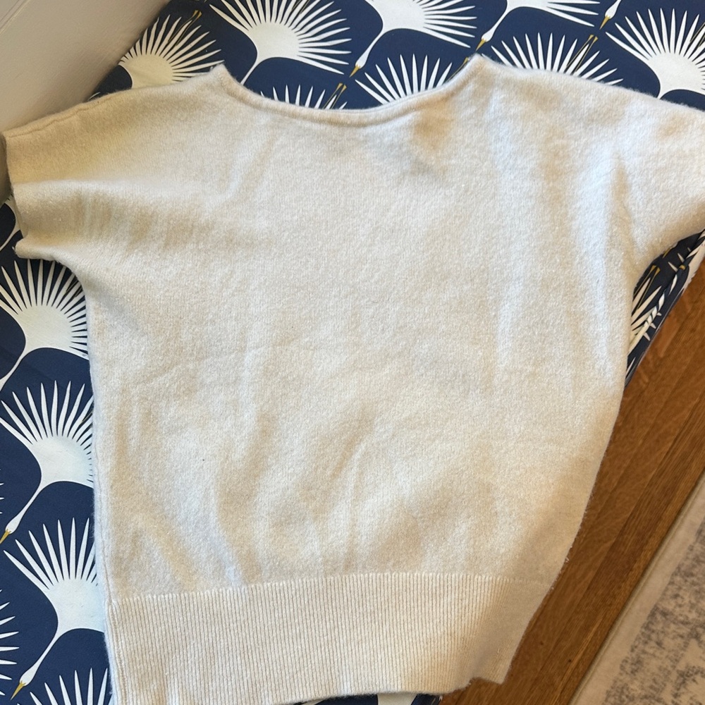 Banana Republic Cream Short-Sleeve Crewneck Sweater